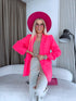 Neon pink, ONE SIZE jacket with gathered sleeves